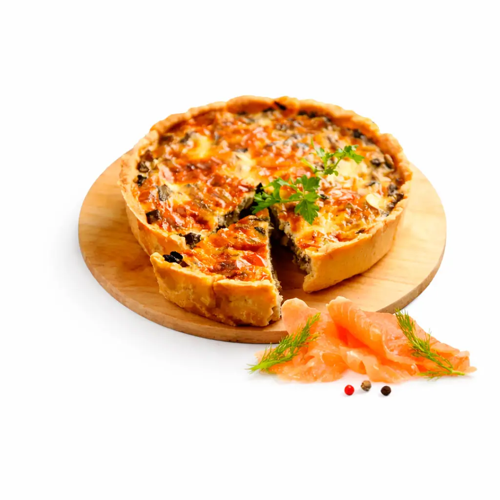 Quiche de salmon ahumado y poros